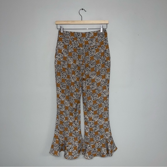 Topshop Pants Size 6 US Leopard Frill Trousers High Waist Crop Pant Ruffle Hem - Picture 7 of 11